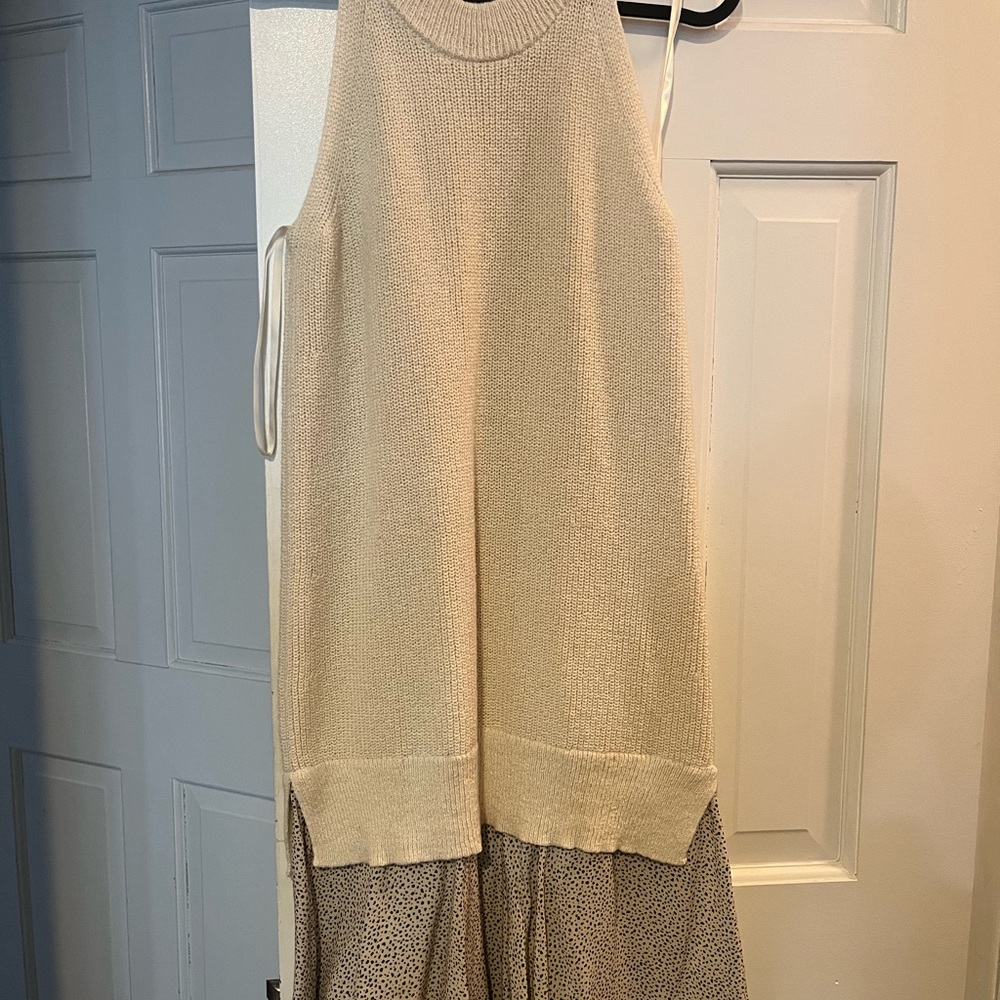 Cream Sleeveless Knit Dress